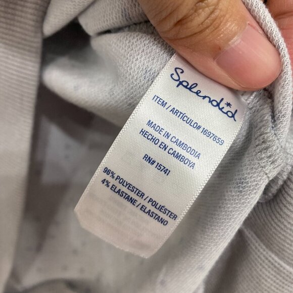 Splendid size 3X Gray Blue Polka Dot Henley Stretch Knit Long Sleeve Casual Top - Picture 5 of 10